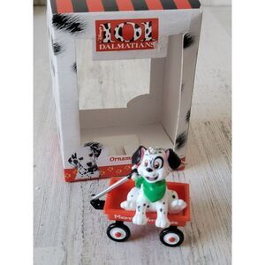 Enesco Dalmatian 101 Merry Xmas puppy wagon ornament